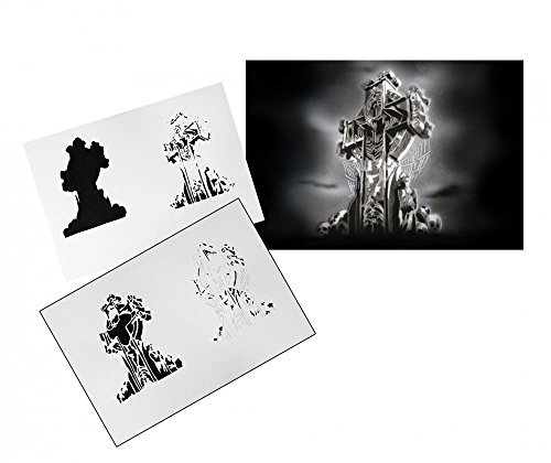 UMR-Design AS-115 Cross Cemetery Plantilla para aerografía Step by Step Size M