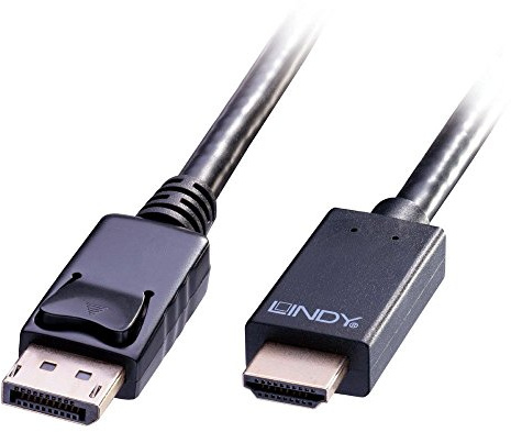 LINDY - Cavo DisplayPort HDMI 1.4, 2 Metri, Cavetto Display Port 1.2 4K 4096x2160@30Hz 10.2G | Compatibile con TV, OLED, Monitor, Xbox, Gaming, PC, PS4, PS5, Blu-ray, Soundbar - Garanzia 2 Anni