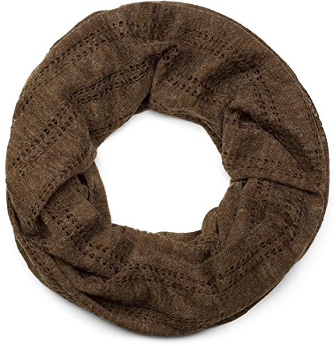 styleBREAKER snood rond en maille, vintage, écharpe, tissu, unisexe 01017045, couleur:Marron foncé