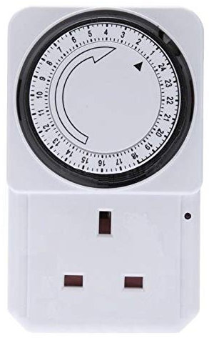 24 Hour Segment Timer Plug - Energy Saver Timer Standard Size - Hour Plug-in Timer Socket Set - 240v 3 Pin Plug with Programmable Time Controller (Pack of 1)