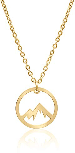 Nuoli® Berg Kette Gold (45-50 cm verstellbar) Kette Damen mit Berg Anhänger für Frauen & Mädchen, aus poliertem Edelstahl