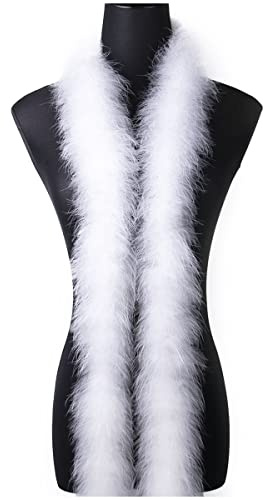 2 Yards 22g White Fluffy Marabou Feather Boa for DIY Craft Sewing Trim Home Wedding Party Christmas Decoration
