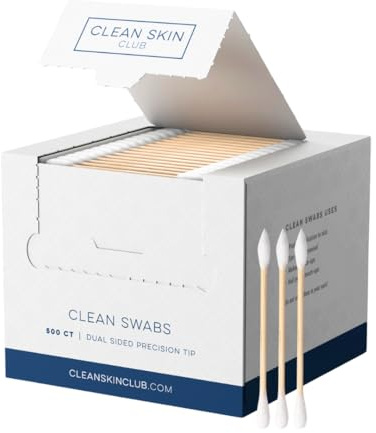 Clean Skin Club Clean Swabs | 500CT | One Pointed Tip | Biodegradable + Organic Cotton & Bamboo | Makeup & Nail Polish Touch-ups | Chlorine-Free & Hypoallergenic (500 Count)