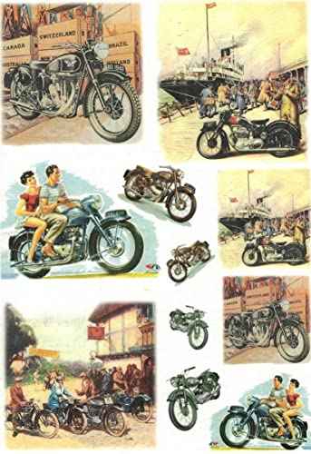 Zita´s Creative Rispapper A3 – motorcyklar. Motivhalmsilke, halmsidenpapper, decoupage papper