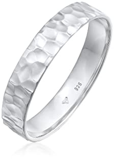 Kuzzoi Anillo para hombre (4 mm) Macizo Hecho a mano, Anillo de banda para hombres de plata de ley 925, Anillo de boda Anillo de compromiso Anillo de amistad, Anillo para hombre martillado, Talla de