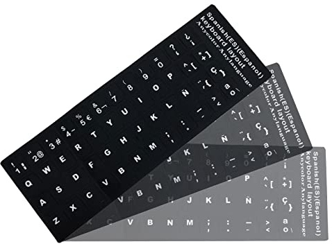 Pegatinas para Teclado Español de Repuesto, Letras Blancas (Mate), Adecuadas para Cualquier Teclado Estándar de Computadora Portátil, 6Pcs
