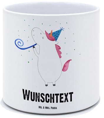 Mr. & Mrs. Panda Personalisierter XL Blumentopf Einhorn Party - Personalisierte Geschenke, Personalisierter Blumentopf, Disco, Geburtstag,