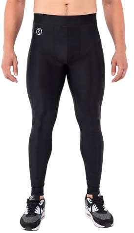 Kapow Meggings Performance Leggings with Pockets & Pad - Padded Mens Compression Leggings for Athletic Clothing with Enhanced Comfort Midnight Black