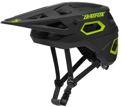 BATFOX Bike Helmet,Mountain Bike Helmet Helmets for Men Women Adults Youth (Black Green, L(55-59CM))