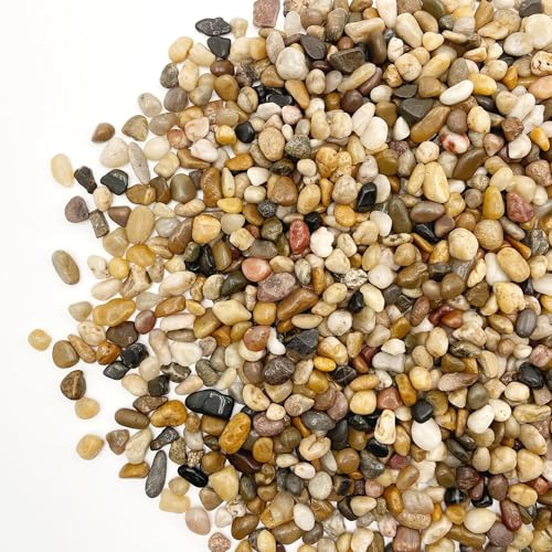 RITOLLO 6 lb Aquarium Gravel, 3/8 in Polished Fish Tank Rocks for Aquarium Decor, River Rocks for Indoor Plants Succulents, Decorative Stones for Outdoor Garden Decor (Mixed Color)
