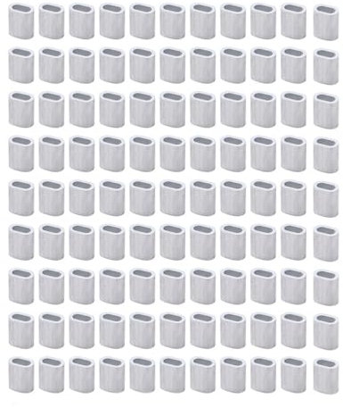 Aluminium-Crimpschlaufenhülse, Drahtseilhülsen-Clips für Kabelbefestigung und Angeln, Crimphülse (0,5 mm elliptisch), 100 Stück