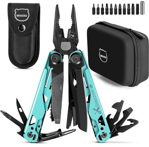 MIAOKE Multitool 23 in 1 with Premium Gift Box, Screwdrivers Saw Screwdrivers Bottle Opener Pliers Camping Knife Cool Gadgets for Men, Best Gift for Boyfriend Son Dad Him Husband, (Gulf Blue)