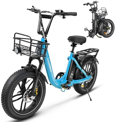 SAMEBIKE 20 Z0LL Bicicleta Electrica para Adultos,4.0 Fat Tire E-Bike Bateria 36V13Ah 7-Velocidades Alcance máximo 60-120KM para Desplazamientos y Excursiones