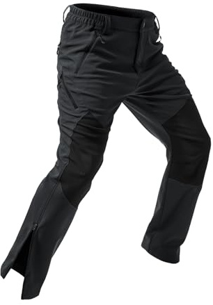 Moosehill Mens-Snow-Ski-Pants-Fleece-Lined-Pants Waterproof Winter Snowboard Softshell Pant Insulated Zipper Bottom Leg for Hiking Outdoor Work(Black,36)