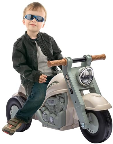 AIYAPLAY Kinder Motorrad, Rutschauto mit Musik, Kinderfahrzeug, 1,5V Kinderauto mit Blasen, Dreirad Kindermotorrad für Kinder 2-5 Jahre, bis 30 kg belastbar, Cremeweiß