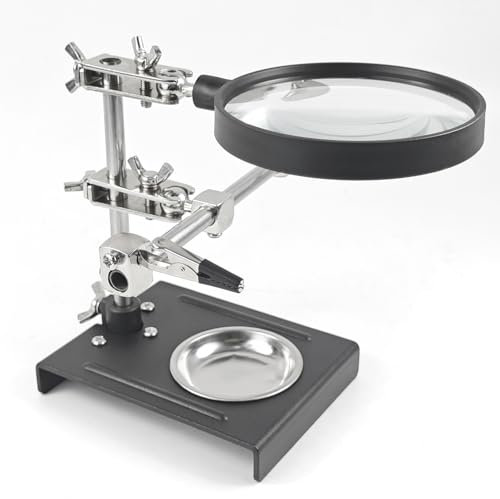17 × 13 × 14cm Hochauflösendes Lötwerkzeug, Verstellbarer Ständer, 5 Fache Lupe, Dritte Hand löten Werkzeuge, zum Reparieren von Elektronischen Produkten, Schmuck, Lötarbeiten (1)