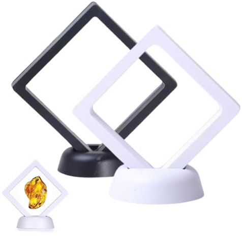 LONZIKP 4 Pièces Présentoir Flottant Boîte de Présentation Transparente Support de Bijoux avec Base pour Anneaux, Bracelets, Pièces de Monnaie (Protection contre la Poussière et l'Oxydation)