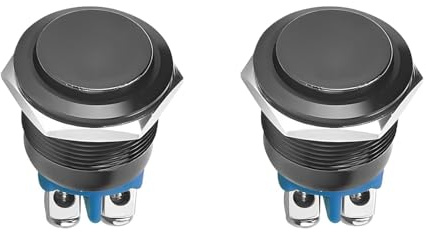 2 piezas de botón de arranque redondo de 16 mm, interruptor de botón momentáneo 3A/220V, botón impermeable para arranque de vehículo, botón de encendido, interruptor de botón momentáneo impermeable