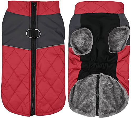 Genérico impermeable abrigo para mascotas Abrigo de invierno cálido para perros pequeños y medianos (Rojo, M)