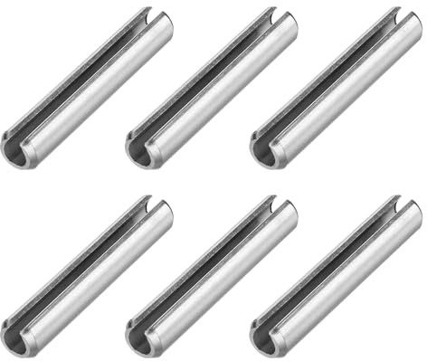 QUARKZMAN 6 Piezas Pasadores De Resorte Ranurados De 3/10 Pulgada (8mm) Diámetro 2-2/5 Pulgada (60mm) Longitud Clavijas De Expansión De Acero Con Tensión Para Sujeción Segura Color Plateado