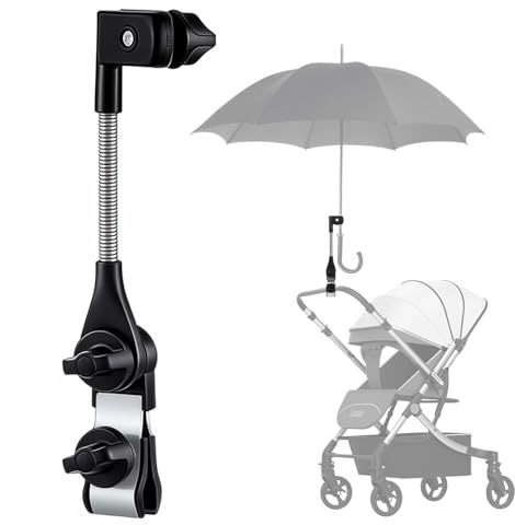 NICEWAT Justerbara paraplyhållare för rullstol, 360° flexibel barnvagnsparaplyhållare, regnparaply för rullstol, universellt solparaplytillbehör för rullstol, cykel, golfvagn, campingstol, buggy