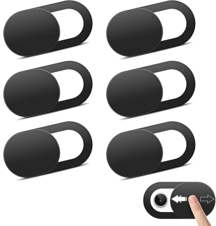 YLK 6 Pièces Couverture de Webcam pour iPhone, iPad, PC, Ordinateur Portable, Protection de Caméra (Noir, 6)