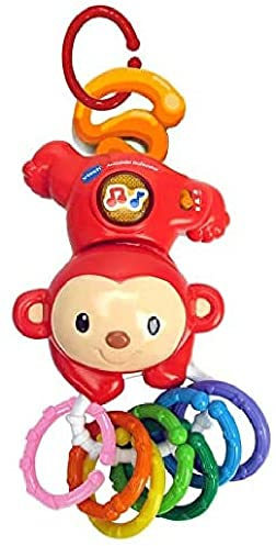 VTech - Armando Multicolor, Monito Interactivo Que Habla, Canta y emite Sonidos Cuando el bebé lo agita, sonajero y 8 Anillas con Diferentes Texturas, válido para Silla Paseo, Coche (80-185522)