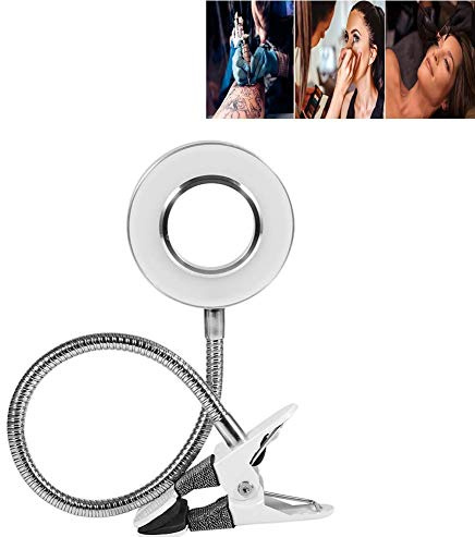 Lámpara de Lectura de Tatuaje, Luz de fría para tatuaje de ceja con puerto de carga USB y clip para extensión de ceja/tatuaje/manicura/pestañas [Clase de eficiencia energética A]