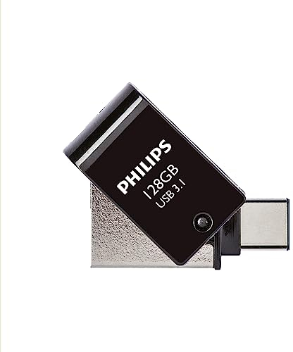 Philips 2-in-1 OTG Edition Ultra Speed USB-C/USB 3.1 duales USB-Flash-Laufwerk USB-Stick 128 GB für PC, Laptop, Computer, (Android) Smartphone, Tablet, Ultra Small, Lesegeschwindigkeit bis zu 180 MB/s