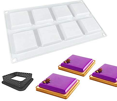 enduo Molde de Silicona para Chocolate, Chocolate y praliné, Herramienta crujiente Cuadrada de Acero Inoxidable, Forma Cuadrada de 8 Agujeros