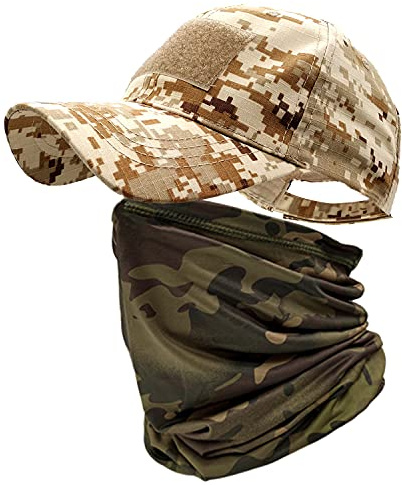 ehsbuy Camo Hats for Men&Women w/Cooling Neck Gaiter Baseball CapsFace ScarfMask Army Tactical Military Hat Neck Tube Snoods for Running/Hunting/Camping/Cycling/Fishing/Outdoor/Sports(Desert Pythons)