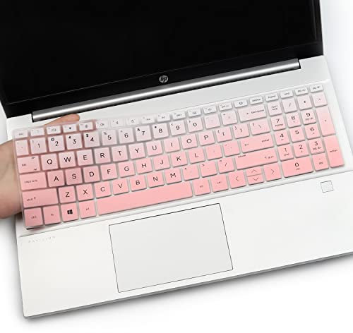 Keyboard Cover Skin for 15.6 HP Pavilion 15 15-eg 15-eh 15-er 15t-eg200/eg300 15z-eh300 Series, HP 17.3 Laptop 17t 17z 17z-cp000 17z-ca200 17-cn 17-cp 17t-cn 17z-cp Series, US Layout (Gradient Pink)