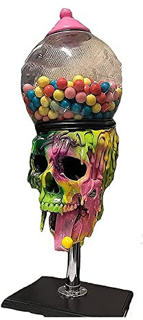 Cakunmik Crâne Bubble Gum Machine Totenkopf Distributeur Bonbon, Gum Ball Automat, Chewing Gum Pender, Halloween Déco Horror Scarl Scarl Sensibilisateur Sweets Donateur
