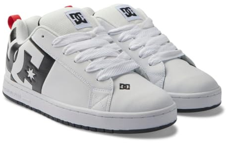 DC Shoes Court Graffik Sq Low Top Casual Skate Shoe, Scarpe da Skateboard Uomo, Bianco/Nero/Nero, 43 EU