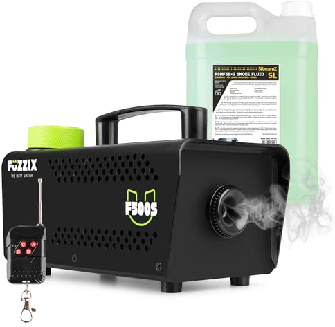 Fuzzix F500S Smoke Machine with Wireless Remote Control and 5L Green Fog Fluid for Halloween House Party