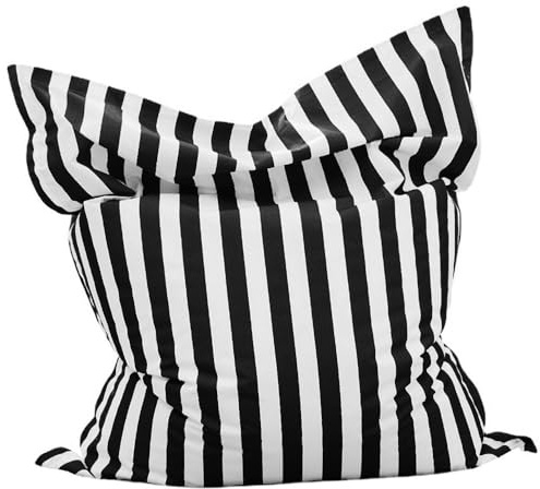Sqaure Floating Bean Bag Cover for Pool (No Filler) Outdoor & Indoor Comfortable Large Chair Lounge Big Swimming Beach Pouf Sac Waterproof Couch Sofa for Adults(Black-Stripe)