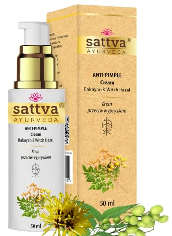 Sattva Anti-Pimple Cream Against Blemished Skin on the Face - Anti-Pimple Cream with Bakayan & Witch Hazel, Natural Pimple Remover, Acne Cream with Salicylic Acid and Zinc for Teenagers and Adults
