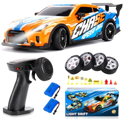 JONRRYIN Voiture Télécommandée Drift, 1:14 4WD RC Drift Car, 25 Km/h Voiture Radiocommandée Tout Terrain avec Lumières LED, Cadeau de Voiture Jouet pour Adulte et Les Enfants de Plus de 8 Ans