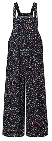 CocMouse Womens Dual Pocket Jumpsuit Loose Summer Rompers Suspender Wide Leg Overalls Boho Adjustable Straps Harem Pants (Navy, XXL)