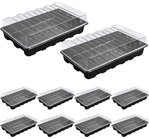 10 Pièces Plateaux de Culture sans Trous de Drainage avec Couvercles, Plateau de Culture pour Plantes, Plateau de Semences, Bac de Culture Bac de Germination pour Jardin Légume Fruit Plantes