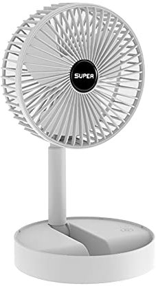 TFixol Foldable scopic Fan Wirel Portable Desk Fan USB Built-in Battery 2000mAh Adjustable Height 3 s For Household Adjustable Ventilation Fan White