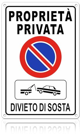 TAKULA Cartello Proprietà Privata,Divieto Sosta con Rimozione Forzata e Sosta Vietata 30x20cm Alluminio Antiruggine, Riflettente Notturno, Preforato Universale per Garage/Strade