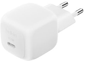 Belkin kompaktes USB Ladegerät (45 W), USB-C Power Delivery zum Schnellladen für Apple iPhone 16, 16 Plus, 16 Pro, 16 Pro Max, iPhone 15-Serie, Samsung Galaxy S25, iPad, AirPods usw. – Weiß