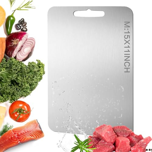 UUYYCLB Titanium Cutting Board - Dishwasher Safe, Double Sided Non-Slip Titanium Cutting Boards for Kitchen, Durable & Easy to Clean & Odor Resistant, For Kitchen, Camping, BBQ (Medium)
