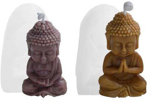 KQDRAVINE Stampi in silicone per candele, 2 pezzi, fai da te, buddismo, statua di buddismo, candele in silicone, stampi per candele, stampi per candele, artigianato