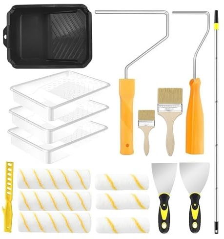 Iouyjiu Kit per Rullo Pittura,Rullo Pittura Regolabile Con Manico Telescopico - Attrezzo per Progetti Casa per Recinti Deck Lavoretti Porte Armadi Ritocchi Pareti Soffitti per Verniciatura