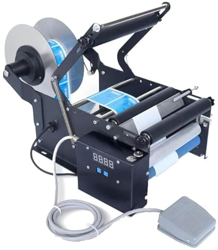 Halvautomatisk Etiketteringsmaskin, Elektrisk Etiketteringsmaskin För Runda Flaskor, 20-40 St/Min, För Kosmetika,Livsmedel,Drycker Och Andra Industrier, 220v