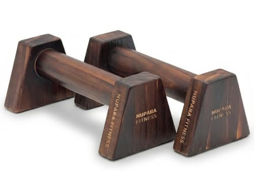 NUPARA FITNESS Wooden Push Up Bars - Calisthenics Equipment for Core and Upper Body Strength Training and Exercise | Push Up Handles | Pushup Bars | Parallettes