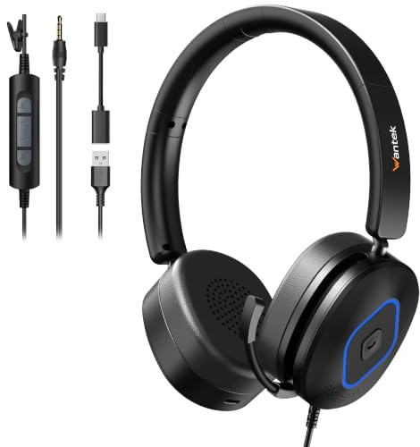 Wantek USB-headset med mikrofon för bärbar dator