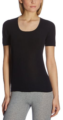 Schiesser Damen Spenzer halbarm Luxury Baumwolle Unterhemd, schwarz_200764, 40